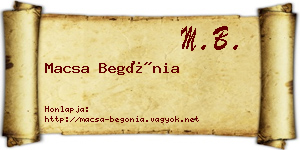 Macsa Begónia névjegykártya